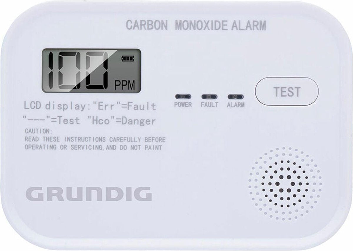 Grundig Koolmonoxidemelder / sensor - LCD display - Testknop - 85 dB
