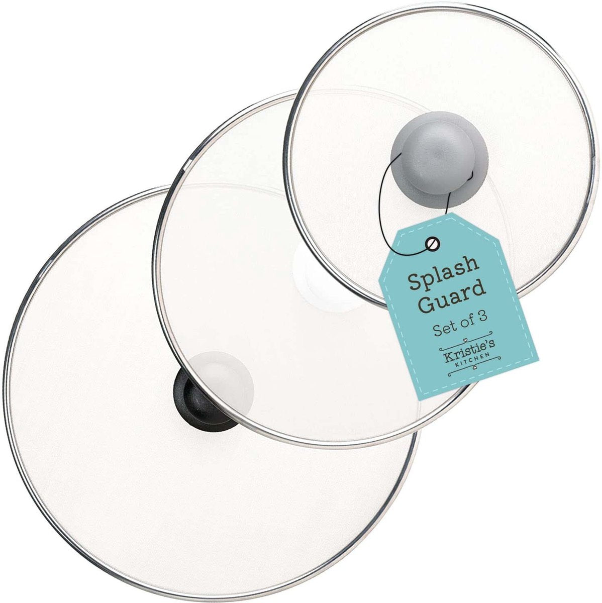 Spatdeksels Gaas Kristie's Kitchen - RVS Pan Deksel - 3-Delige Set 20,25,33CM - Vaatwasserbestendig