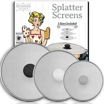 Spatdeksels Gaas Kristie's Kitchen - RVS Pan Deksel - 3-Delige Set 20,25,33CM - Vaatwasserbestendig