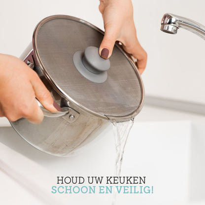 Spatdeksels Gaas Kristie's Kitchen - RVS Pan Deksel - 3-Delige Set 20,25,33CM - Vaatwasserbestendig