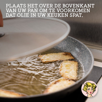 Spatdeksels Gaas Kristie's Kitchen - RVS Pan Deksel - 3-Delige Set 20,25,33CM - Vaatwasserbestendig