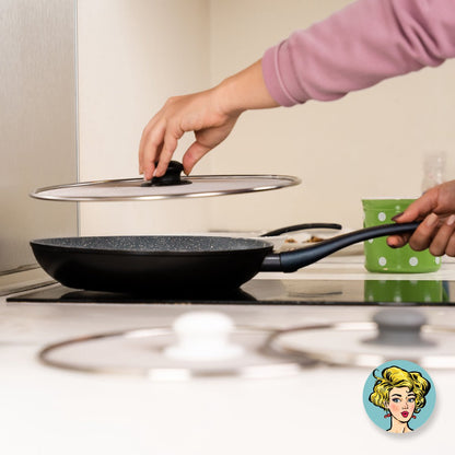 Spatdeksels Gaas Kristie's Kitchen - RVS Pan Deksel - 3-Delige Set 20,25,33CM - Vaatwasserbestendig